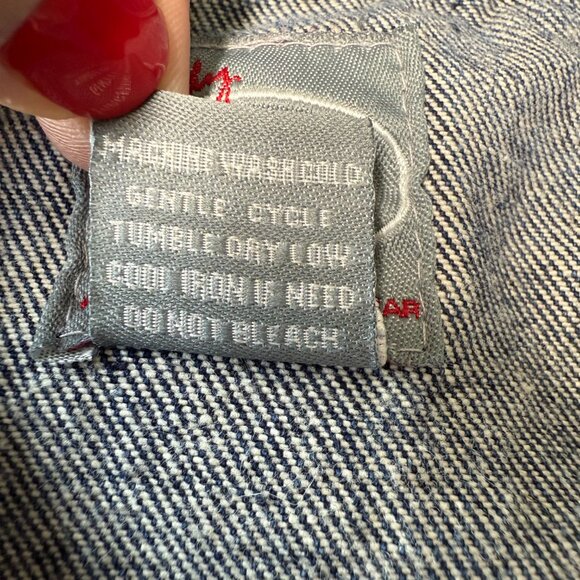 Lady J Cool Denim Jacket Y2K Urban Wear XL Patchwork Frayed Edges & Hem 2/$15 - Picture 13 of 15